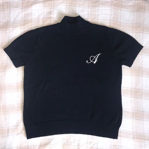 Liz Claiborne Navy Blue “A” ShortSleeve Turtleneck